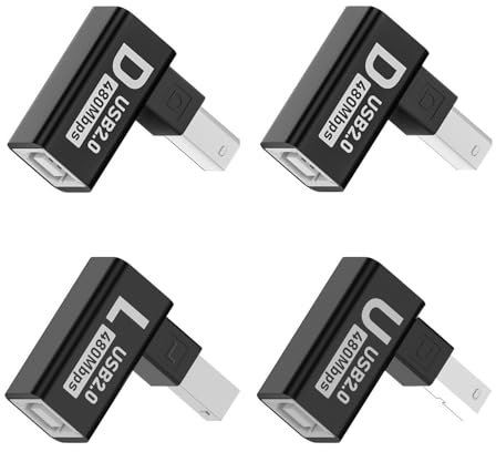 cablecc 4 pezzi/lotto 480 Mbit/s tipo B maschio USB 2.0 a presa adattatore prolunga 90 gradi orizzontale verticale per scanner di stampanti
