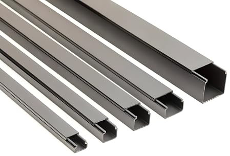 1M (3.28ft) Black Electrical Cable Hider Trunking PVC Wire Conduit Plastic Cover - Mini Trunk Cable Management to Hide Single Cables TMW Profiles (20 mm x 18 mm)