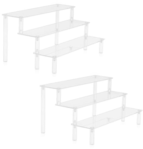2 Stk 30cm 3-stufige Acryl Display Ständer für Parfüm Cupcakes Figuren | Transparent, gestuft, platzsparend für Präsentation und Aufbewahrung