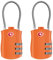 NAGE TSA Schloss, Koffer Schloss, Zahlenschloss 3 Stellig, Zahlenschloss Koffer mit Flexible Kabel, Zahlenschloss Klein, Kleines Schloss für Gepäck, Handtaschen, Fitnessstudios (2 Stücke, Orange)