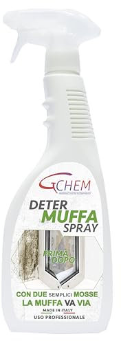 Spray antimuffa 750 ml. per muri interni, DETERMUFFA. Per Muri Interni ed esterni ad azione prolungata, Antimuffa spray Universale. Prodotto italiano da Gchem. Pronto all'Uso