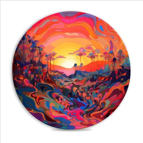 LJSPTU Tapis de Souris de Jeu Surreal Nature (11 8 Pouces) Tapis de Souris Rond de Jeu Tapis de Souris en Tissu SU Ultra-Lisse Bords Cousus Tapis de Souris pour Souris Laser/Optique