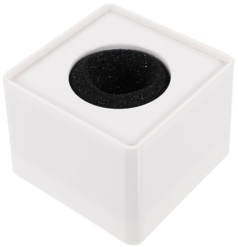 TEMPNAP Portable Interview Microphone Flag Station Made of Sturdy Hard Abs Plastic, Cube Shaped White Microphone Logo Stand for Professional Interview Use, Not Easy to Deform and Simple