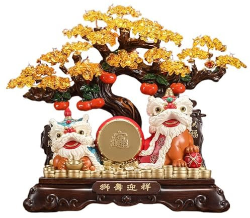 Kristallbaumkristall Geldbaum Löwe Feng Shui Ornament Bonsai Glückbaum für Reichtum und Glück, Kristallbaumdekor Edelsteinbaum (klein)