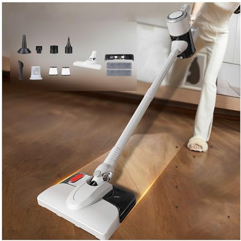MeLtor Aspirateur Balai Laveur sans Fil 120W 18Kpa 35 Min, Aspirateur Laveur Vapeur Léger Puissant Aspirateur Lavant pour Sol Dur Tapis Poils d'animaux Voiture,White