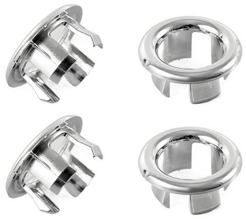 KinetiCore 5.0 Rated 4 Pack Sink Overflow Rings, Chrome Plated Round Basin Overflow Covers, Fit 22-24mm Holes, ABS Bathroom Kitchen Sink Overflow Drain Cap Trim for Wash Basins