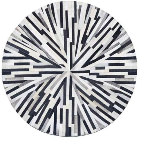 Suixtil Alfombra de Piel de Vaca de Lujo con Patchwork de Cuero, Redonda, Gruesa y Duradera, insonorizada, for Dormitorio, Minimalista, Grande, Hecha a Mano, for Sala de Estar.(180cm(70.87″))