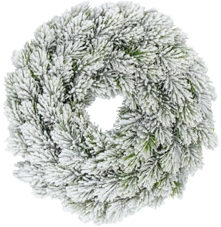 Künstlicher Tannenkranz halbgebunden mit Kunstschnee - 30 cm | Hochwertiger Adventskranz, Naturgetreue Tannenspitzen, Türkranz, Tischkranz, Weihnachten Advent Deko