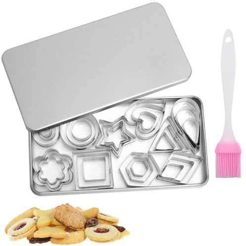 GZRXIOUS Juego de 30 mini cortadores de galletas, Cortadores Galletas Geométricos, juego de cortadores de galletas pequeños de acero inoxidable para Hornear Pasteles Fondant y galletas