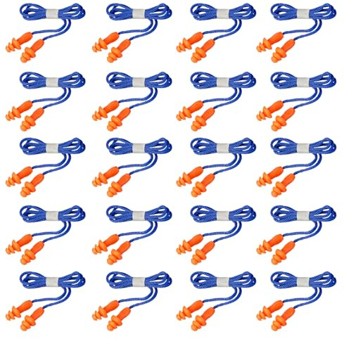 20 Pairs Corded Ear Plugs for Sleep, Reusable Silicone Earplugs with String Banded, Ear Plugs Sleep Noise Cancelling for Hearing Protection, Noise Reduction
