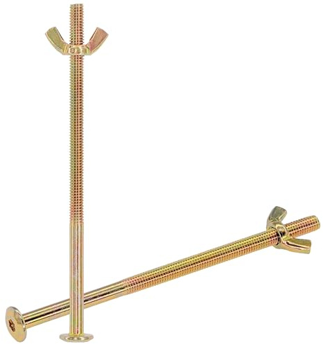 12 Sets of Furniture Bolts and Wing Nuts – Metal Connecting Bolt for Furniture Assembly and DIY (M6 × 120mm)