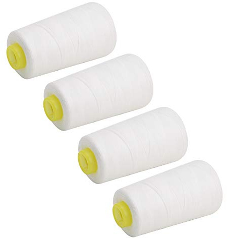 SUNGOOYUE Kontråd Sy Polyestertråd Koner 4-pack 3000 Yards per Rulle Symaskintrådspolar för Quiltning Lagningshantverk Hemavlopp och Gör-det-själv-entusiaster (Vit)