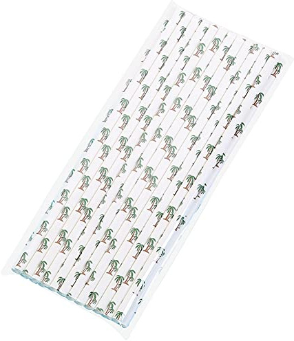 FLEXMAN 25 Cannucce di Carta, Cannucce Usa e Getta per Succhi da Bar, Cannucce per Succhi di Frutta, Frullati, Cocktail, Caffè, Bibite, Frappè, Frullati (Modello di albero di cocco)