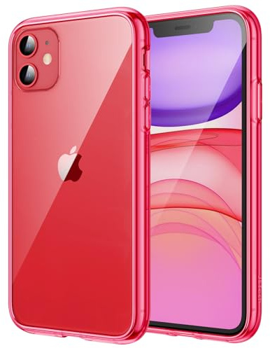 JETech Hülle für iPhone 11, Anti-Vergilbung, Rot | Stoßschutz, Kratzfeste Harte PC-Rückseite, Robuster Transparenter TPU-Rahmen