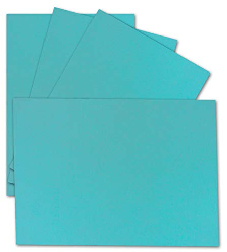 25 Einzel-Karten DIN A6-10,5 x 14,8 cm - 240 g/m² - Türkis - Tonkarton - Bastelpapier - Bastelkarton- Bastel-karten - blanko Postkarten