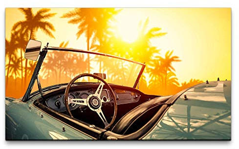 Paul Sinus Art Bilder XXL Cabrio Auto 120x70cm Wandbild auf Leinwand
