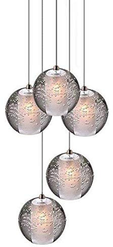 Elegante Kronleuchter LED Kugel Kristallleuchter Pendelleuchte für Modern Wohnzimmer Loft Treppe Foyer Esstisch Bar Schlafzimmer Chrom Hängelampe Deckenleuchte Rund Klar Kristall Strahler Verstellbar