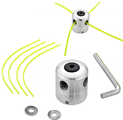 SWAWIS Aluminio Cabezal Desbrozadora (1 Cabezales de Hilo + 4 Hilos) | Universal Cabezal Hilo Aluminio Cortacésped Duradero para Desbrozadora de Césped