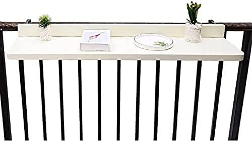 Klappbarer Decktisch Geländer, Balkon-Hängetisch, Balkontisch Zum Aufhängen, Balkon-Stehtisch Für Geländer, Balkon-Hängetisch Zusammenklappbar, Geländertisch Im Freien, Balkon-Thekenhöhe,Weiß,120*