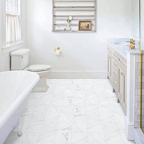 Vinyl Flooring Self Adhesive Floor Tiles Peel and Stick Floor Tiles Waterproof Marble Effect for Bathroom Kitchen Living Room Inner Porch 20x20cm 20pcs