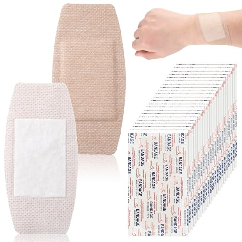Funtery 60 Pcs Large Sensitive Skin Bandages Silicone Adhesive Bandages Bulk Elderly Painless Removal Silicone Wrappings for Sensitive Fragile Skin Delicate Wounds 3.9 x 2 in