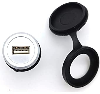 USB Einbausteckdose / Durchgangsplatte IP65 - USB A Buchse USB A - d22mm Farbe silber