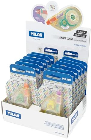 MILAN® Präsentationsbox 12 Blister Korrekturband 5 mm x 15 m Serie New Look