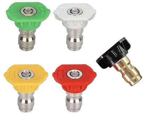 Embouts de Buse D'eau,Buse de Pulvérisation pour Nettoyeur Haute Pression Universelle,Embouts de Buse de Pulvérisation pour Laveuse à Pression,pour le Nettoyage de Voiture et le Jardinage,5 Pièces