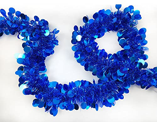 5 PCS Weihnachtsgirlande,1.5 M künstliche Dekogirlande Weihnachten Girlande Pailletten Girlande Weihnachte für Party-Bühnendekoration Geburtstag im Freien drinnen Kamin Treppen Dekoration,Blau