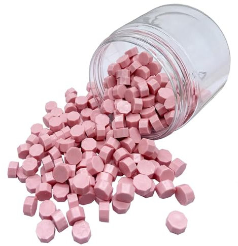 ieron 200 pezzi bastoncini di perline di ceralacca ottagonali per sigillare timbri di cera, ideali per sigillare lettere, buste, inviti di nozze, posta lumaca (rosa)