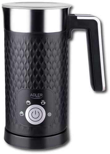ADLER - Elektrischer Milchaufschäumer und Milchheizer - 2in1-4 Funktionen: Cappuccino, Latte, Erwärmen, kalter Schaum - Set mit kabelloser Tasse - drehbarer 360°-Sockel - 300ml Milch - 150ml Schaum