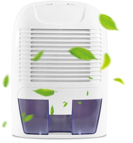 Dehumidifier 1500ml Compact and Portable, Air Dehumidifier with Ultra Quiet Technology for Home, Bedroom, Kitchen, Office, Garage, Caravan & Basement, Small Dehumidifier for Damp, Mould, Moisture