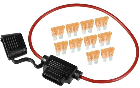 A ABSOPRO 5A Standard Blade Style Sicherung 16 AWG Sicherungshalter Wasserdichter 16 Gauge Sicherungshalter Blade Style Inline Sicherungshalter Metall Schwarz