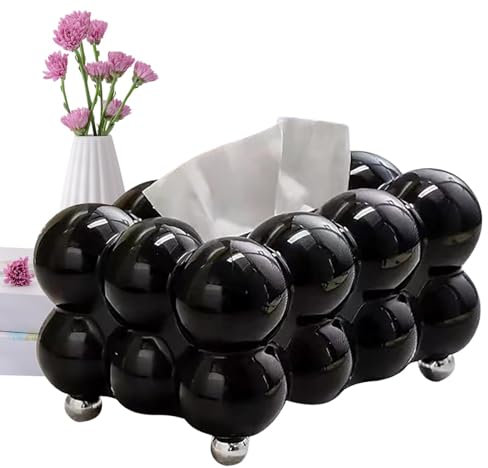 Zuckerwatte Tissue Box, Taschentücher Box, Kreativ Kosmetiktücher Box, Gesichtspapier-Organizer-Spender, Haushalts Wohnzimmer Papier Aufbewahrungsbox, Dekorative Taschentuchbox(Weiß Und Schwarz)