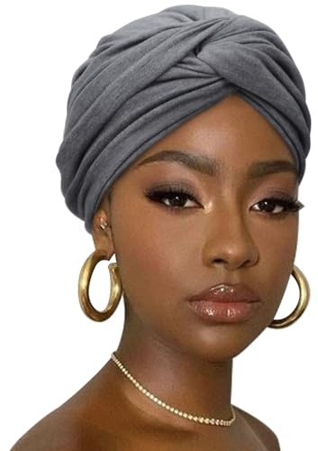 DRESHOW Hårinpackning för Kvinnor Ribbad Mjuk Turban Stretch Jersey Huvudduk Andningsaktiv Lättvikts Turban