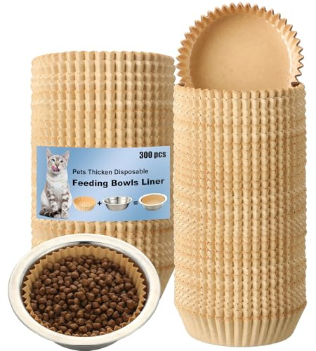 Hushee 300 ciotole usa e getta per animali domestici, ciotole per cibo per gatti, piccole ciotole di carta per cani di piccola taglia, gatti, piatti per cibo umido, 10 x 3 cm (marrone kaki)