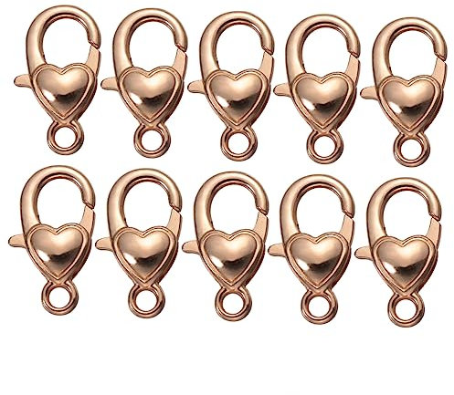 BELLIFFY 10stücke Karabinerverschlüsse Aus Legierung Schmuckverschluss Mit Liebesmuster Karabiner-anhänger Zubehör Für Diy-projekte Goldfarben