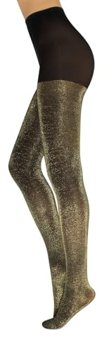 CALZITALY Medias Opaca Lurex Dorado, Plateado, Medias de Lunares, Medias Brillantes, S-M, L-XL, XXL, 3XL, 4XL, 20/60 DEN, Made in Italy (XXL, NEGRO/DORADO)