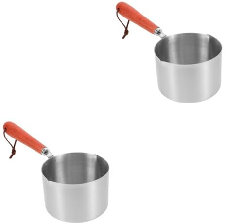 Cabilock 2 Stück Edelstahl Topf Zum Ausgießen Von Öl Wok Arbeit An Doppelauslauf Topf Kochtopf Edelstahl Soßentopf Mini Topf Kaffee Milchwärmer Topfauslauf Kleiner Topf