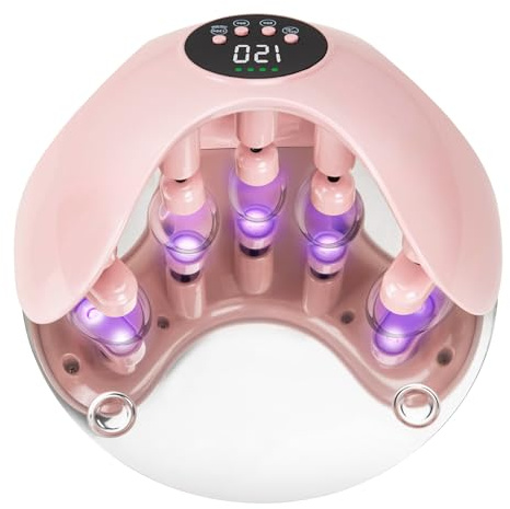 Uppladdningsbar Nagellampa för Gellack: Sladdlös UV nageltork med 5 fingrar för att skydda handhuden, Professionell UV LED nagellampa för gelenaglar hemmabruk och nagelsalong (Light Pink)