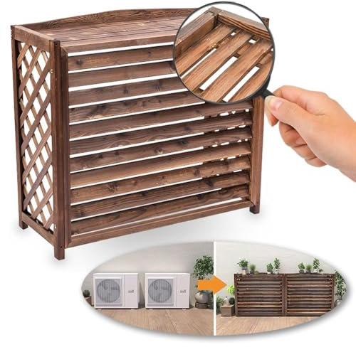 CZAOERXB Clôture de climatiseur à persiennes en Bois Massif, écran AC autoportant pour Couvercle de volet d'unité extérieure - Planche de Bois épaissie (Taille : L(105x47x80cm))