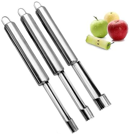 3 Pièces,Vide-Pomme En Acier Inoxydable Outil,Evideur Pomme Pratique,Coupe Trognon De Pomme,Utilisé Pour Les Pommes Et Poires, Les Aubépines, Les Cerises Jujubes,Lavable Au Lave-Vaisselle
