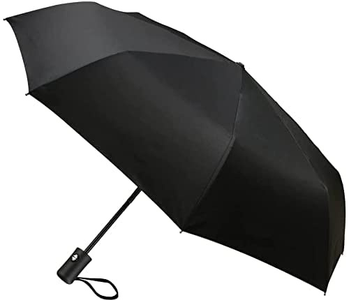 UK-UNIQUE Windproof Travel Umbrella - Compact, Light, Automatic, Strong and Portable - Wind Resistant, Small Folding Backpack Umbrella for Rain - For Men and Women (Black.)