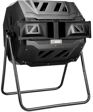 Grand composteur à Tambour 160L, composteur d'extérieur à Double Rotation, Mesure Automatique de la température, composteur à Tambour Rotatif pour Le Jardin