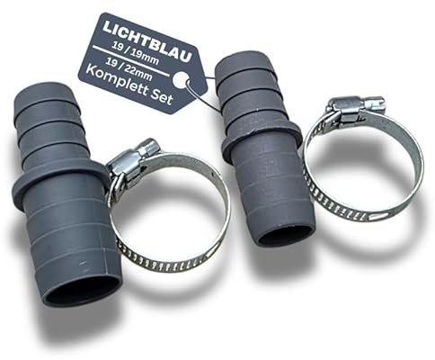 LICHTBLAU Ablaufschlauch Verbinder Komplett Set 2326 mit Schlauchschellen für I 19/19mm I 19/22mm I Ablaufschlauch Verlängerung Waschmaschine, Spülmaschine