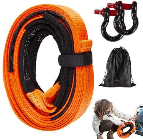 Correa de remolque de coche - Cable de remolque resistente, correa de recuperación de automóviles | Cuerda de remolque, Correa de remolque de vehículos con gancho, kit de remolque de urg