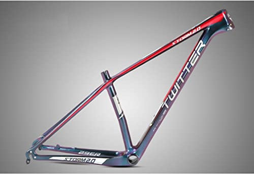 HSIRYAOHD Karbonfaser-Fahrradrahmen, 27,5er 29er, Mountainbike-Rahmen, 38,1 cm, 43,2 cm, XC-Hardtail-Rahmen, Scheibenbremse, interne Routing, QR 135 mm (rot, 69,5 x 38,1 cm)