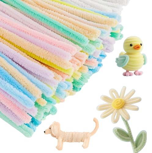 Yanghad 200 Limpia Pipas, Limpiapipas de Colores 8 Macaron, Alambre Chenilla para Manualidades, Alambre Felpa Flexible, Limpiapipas 30 cm x 6 mm, Proyectos de Bricolaje para Niños