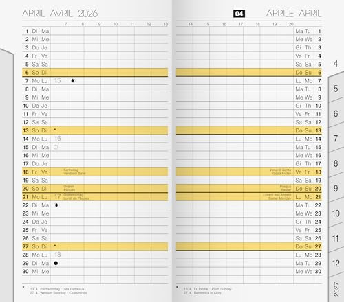rido/idé Kalender Monats-Ersatzkalendarium Mod. M-Planer 2026 viersprachig | 8,7×15,3 cm, Karton, weiß
