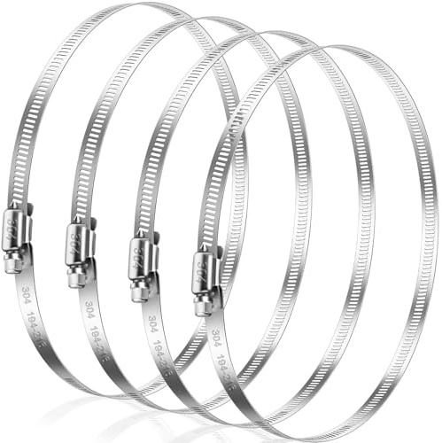 Bolatus Lot de 4 colliers de serrage 194-216 mm en acier inoxydable 304 | Colliers de serrage réglables - Assortiment de colliers de serrage pour tuyau de piscine, tuyau de gaz de maison